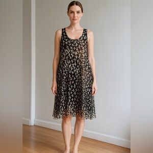 Women's Calypso St. Barth Size S Black White Silk Midi Dress Boho Coastal